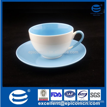 Hot sell double color glazed bulk small china New Bone China tea coffee cup and saucer set
